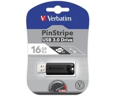 Verbatim Pendrive 16GB USB-A 3.2 PinStripe juodos spalvos 49316