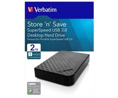 „Verbatim“ išorinis kietasis diskas, „Store N Save“, 3,5 colio, USB 3.0 (3.2 Gen 1), 2 TB, 47683, juodas