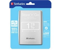 Kietasis Išorinis diskas Verbatim Store &amp; Go 2.5'' 1TB USB3, Sidabrinis