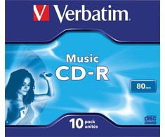 VERBATIM audio CD-R 80 min. / 700 MB 16x 10 pakelių papuošalų dėklo krištolinis paviršius, spalvinkite gyvai