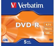 VERBATIM DVD-R 120 min. / 4,7 GB 16x 5 vnt. pakuotė, „DataLife Plus“ dėklas, atsparus įbrėžimams