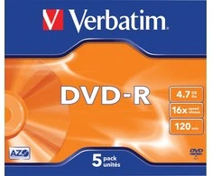 VERBATIM DVD-R 120 min. / 4,7 GB 16x 5 vnt. pakuotė, „DataLife Plus“ dėklas, atsparus įbrėžimams