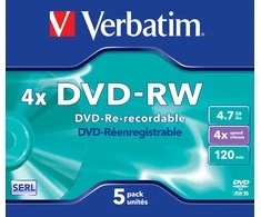 Verbatim DVD+RW, 4x, 4.7GB, 5vnt (43285)