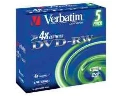 Verbatim DVD+RW, 4x, 4.7GB, 5vnt (43285)