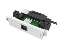Vision Techconnect Modulare AV-Frontplatte - 30 JAHRE GARANTIE - USB-B-Anschluss (an der Vorderseite) auf A-Modul - Buchse vom Typ "A" an der Ruckseite und quadratische Buchse vom Typ B an der Vorderseite - USB 3.0, abwartskompatibel mit 2.0 - nutzt