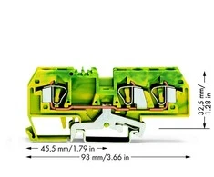 Wago Svoris 282-687 3 laidų PE bėgio jungtis 6 mm2 gelton ir-zalia 282-687