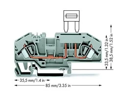 Wago 6mm2 pilkas 25A plokščias saugiklis DIN 35mm (282-696)