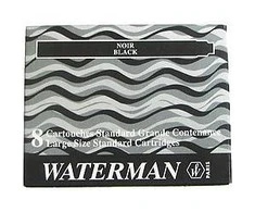 Rašalo kapsulės WATERMAN, 8 vnt., Juoda