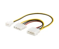 Goobay 96118 PC Y maitinimo kabelis/adapteris; 5,25 colio vyriškas iki 1 x 5,25 colio moteriškas ir 1 x 2 kontaktų ventiliatorius (12 V) 0,25 m