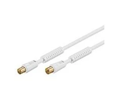 Goobay antenos kabelis 10,0 m, baltas, su feritu (80 dB), 2x ekranuotas