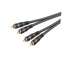 Goobay Stereo RCA laidas 2x RCA; dvigubas ekranas 60795 2 RCA patinas, 2 RCA patinas, 2 m, Juodas