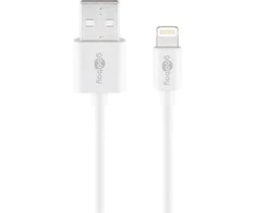 „Goobay Lightning“ į USB 2 m baltas [Apple MFI sertifikuotas / sinchronizavimo / įkrovimo kabelis / duomenų kabelis]