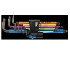 Šešiakampių L-formos raktų komplektas WERA Hex-Plus, 1,5-10 mm, HEX tipo, suapvalintu galu, spalvoti, su prilaikymu, 9 vnt.