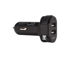 Xqisit automobilinis įkroviklis 6A Dual USB+microUSB car charger juodos spalvos 20425