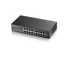 Šakotuvas Zyxel GS1100-16/16-port 10/100/1000Mbps Gigabit Ethernet switch, Fanless, 802.3az (Žalias), desktop