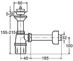 Sifonas praustuvo VIEGA su vamzdžiu 1/4" x 32 mm
