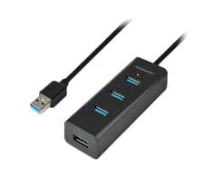 AXAGON HUE-S2BL 4x USB3.0 įkrovimo šakotuvas 1,2 m laidas, MicroUSB įkrovimas