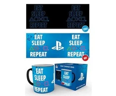 Abysse Gb Eye PLAYSTATION Eat Sleep Repeat puodelis | Reaguojantis į karštį