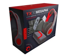 Gioteck TX30 Mega Pack įsk. Stereo Game &amp; Go ausinės (pilka / raudona), dėklas ir apsauginis rinkinys (jungiklis)
