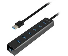 AXAGON HUE-SA7BP 7x USB3.0 ALU įkrovimo šakutė, įsk. AC Adapteris, Juodas