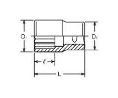 1" Dvylikakampė galvutė KOKEN 95 mm