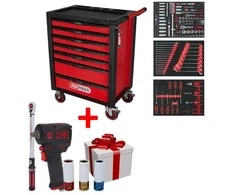 215 dalių įrankių vežimėlis KS TOOLS RACINGline, 7 stalčiai, su priedais