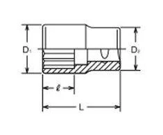 3/4" Dvylikakampė galvutė KOKEN 32 mm