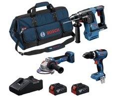 Akumuliatorinių įrankių rinkinys BOSCH 18V GBH+GSB+GWS