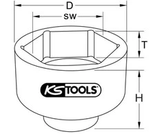 Aštuoniakampė galvutė KS TOOLS 1" 110mm