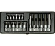 Galvučių rinkinys 1/4"+1/2" HEX 18 dalių PROXXON