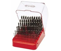Grąžtas 91 dalies spiralinių metalo grąžtų rinkinys RUKO HSS 1-10 mm