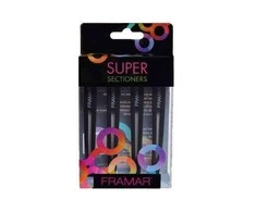 Segtukai plaukams Framar Super Sectioners, juodi, 4 vnt.