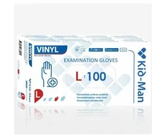 Vinilinės baltos pirštinės Kid-Man L 100 vnt