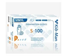 Vinilinės baltos pirštinės Kid-Man S 100 vnt