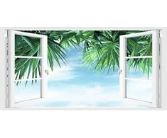3D lipdukas Langas. Palmės. Horizontalus.