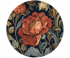 Apvalūs fototapetai - Didelės retro gėlės gobeleno stiliumi
