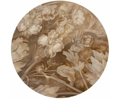 Apvalūs fototapetai - Raižyti augalų ir gėlių ornamentai