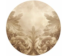 Apvalūs fototapetai - Raižyti ornamentai sepijos tonais