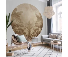Apvalūs fototapetai - Raižyti ornamentai sepijos tonais