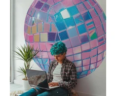 Apvalūs fototapetai - Rožinis disko rutulys