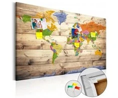 Artgeist Kamštinis paveikslas - Map on wood: Colourful Travels