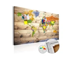 Artgeist Kamštinis paveikslas - Map on wood: Colourful Travels