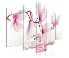 Artgeist Paveikslas - Magnolias over Water (5 Parts) Wide Rožinė