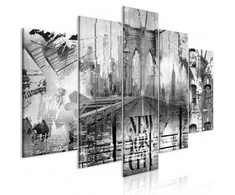 Artgeist Paveikslas - New York City Collage (5 Parts) Wide Juodas and Baltas