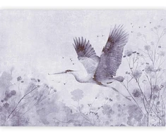 Fototapetai - Didingas skrydis monochrominė skrendanti gervė
