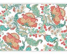 Fototapetai - Etninė augmenija spalvingų gėlių ornamentai