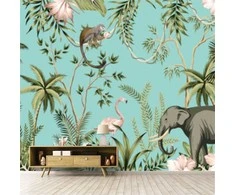 Fototapetai - Flamingo ir dramblys