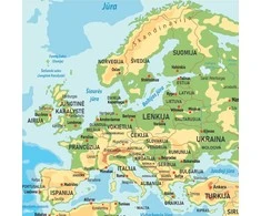 Fototapetai - Geografinis žemėlapis lietuvių kalba