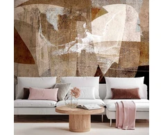 Fototapetai - Geometrinė abstrakcija rudų formų kompozicija