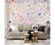 Fototapetai - Konfeti stiliaus terrazzo violetinis rožinis raštas